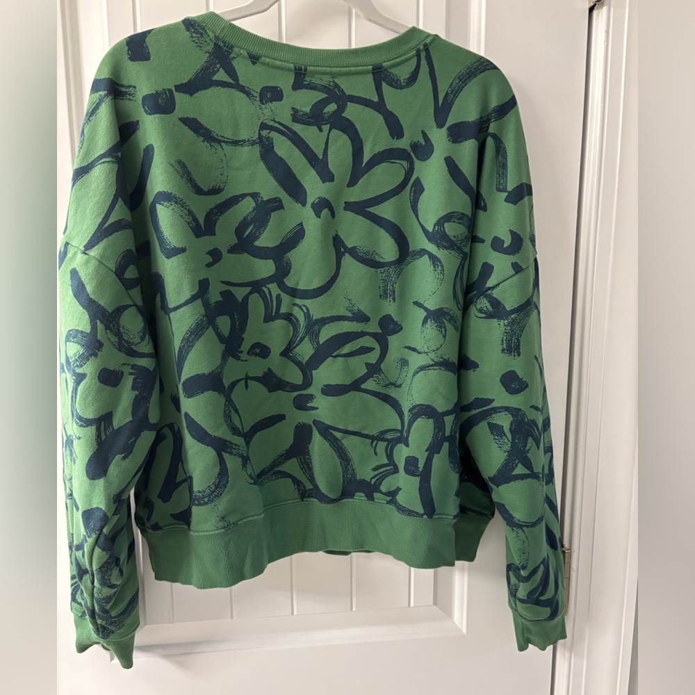 Maeve Green Floral Crew Neck Sweater
